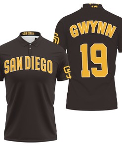 San Diego Padres Tony Gwynn 19 Mlb Dark Brown Jersey Inspired Style 3D All Over Print Polo Shirt