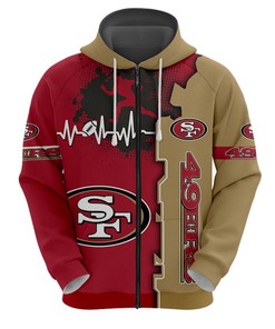 San Francisco 49Ers 3D All Over Print Zip Hoodie for Nfl Fans
