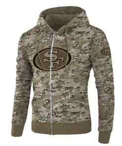 San Francisco 49Ers Hoodie Army Graphic Zip Hoodie Pullover Gift for Fans