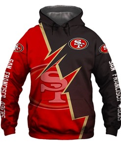 San Francisco 49Ers Hoodie Zigzag Graphic Zip Hoodie Gift for Fans