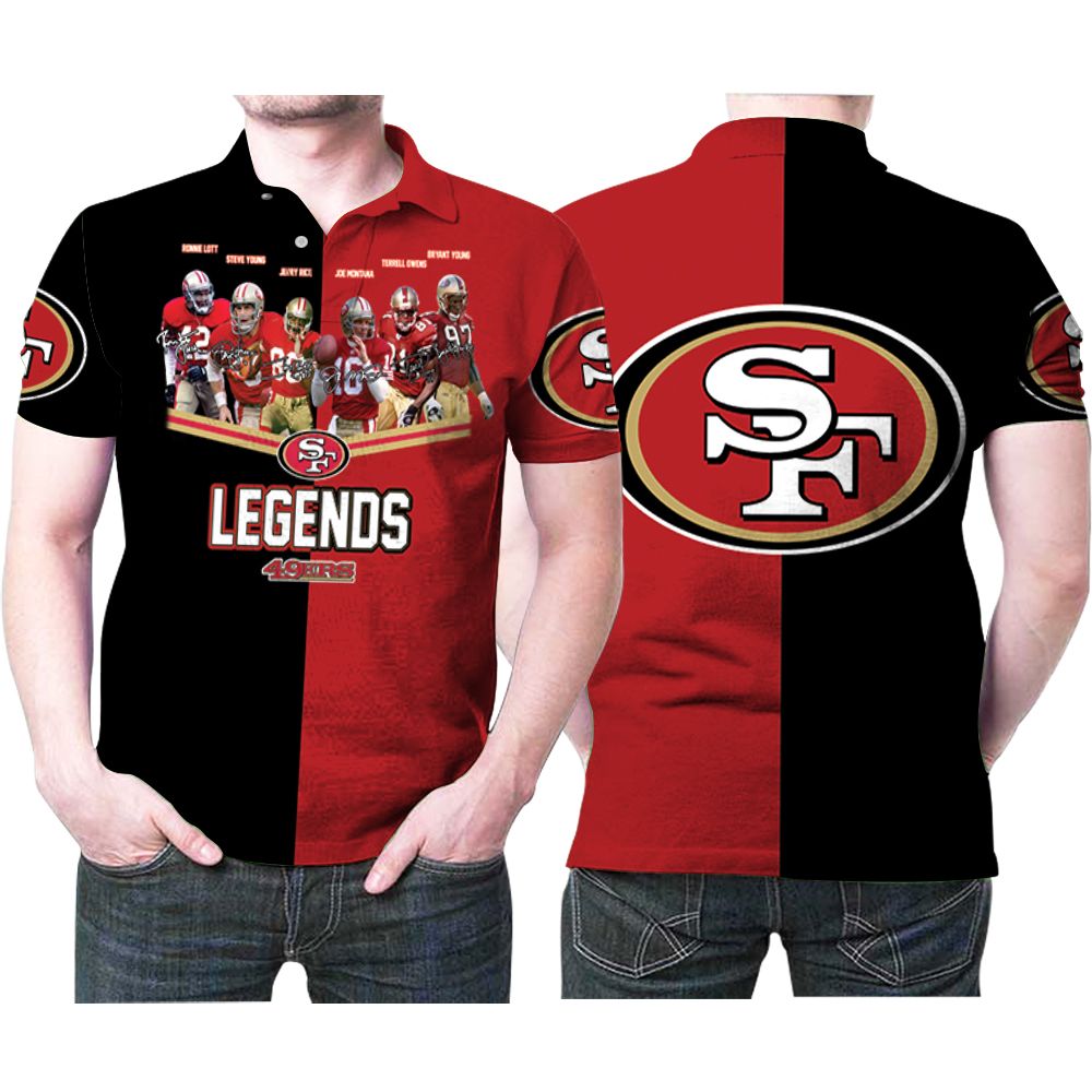 San Francisco 49ers 6 Legends Players Signed 3D All Over Print Polo Shirt