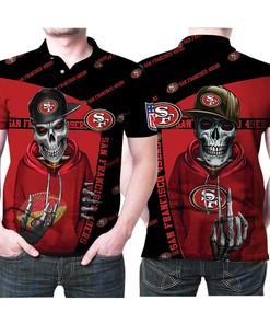 San Francisco 49ers Hip Hop Skull Snapback Logo 3D All Over Print Polo Shirt