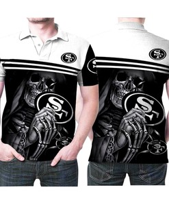 San Francisco 49ers Nun Skeleton Holds Logo 3D All Over Print Polo Shirt