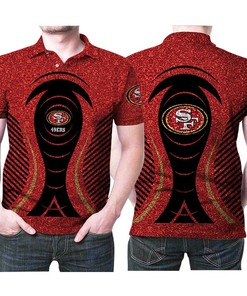 San Francisco 49ers Red Glitter Pattern 3D All Over Print Polo Shirt