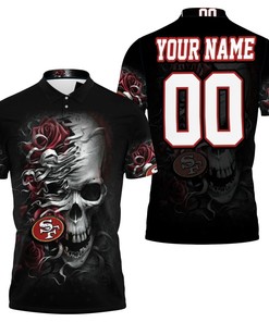San Francisco 49ers Skull Flower For Fans Personalized 3D All Over Print Polo Shirt