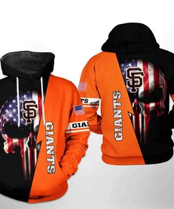 San Francisco Giants MLB US Flag Skull 3D Hoodie Zipper Hoodie