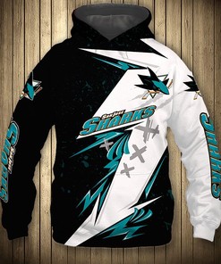San Jose Sharks Hoodie 3D Thunder Design Pullover Nhl