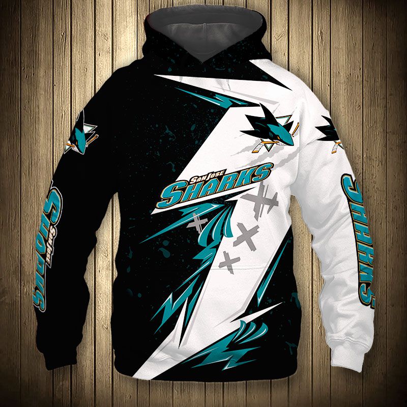 San Jose Sharks Hoodie 3D Thunder Design Pullover Nhl