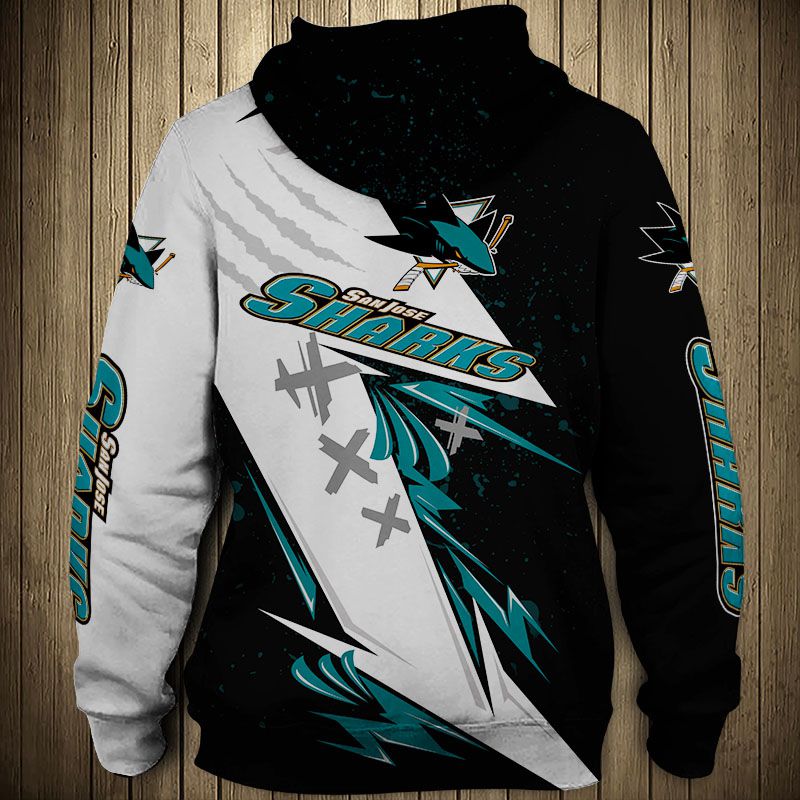 San Jose Sharks Hoodie 3D Thunder Design Pullover Nhl - Image 2