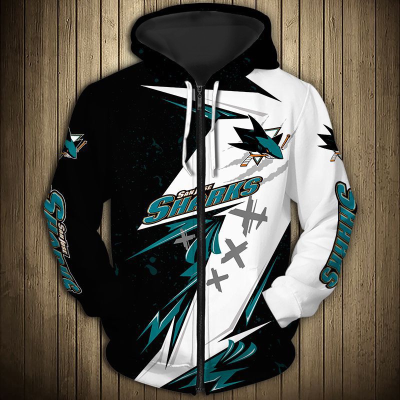 San Jose Sharks Hoodie 3D Thunder Design Pullover Nhl - Image 3