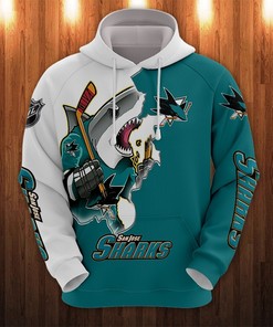 San Jose Sharks Hoodie 3D Zip Hoodie 3D Cartoon Graphic Zip Hoodie for Fan