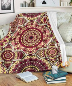 Sangria Mandala Bohemian Pattern Sherpa Fleece Blanket Gifts for Family, for Couple
