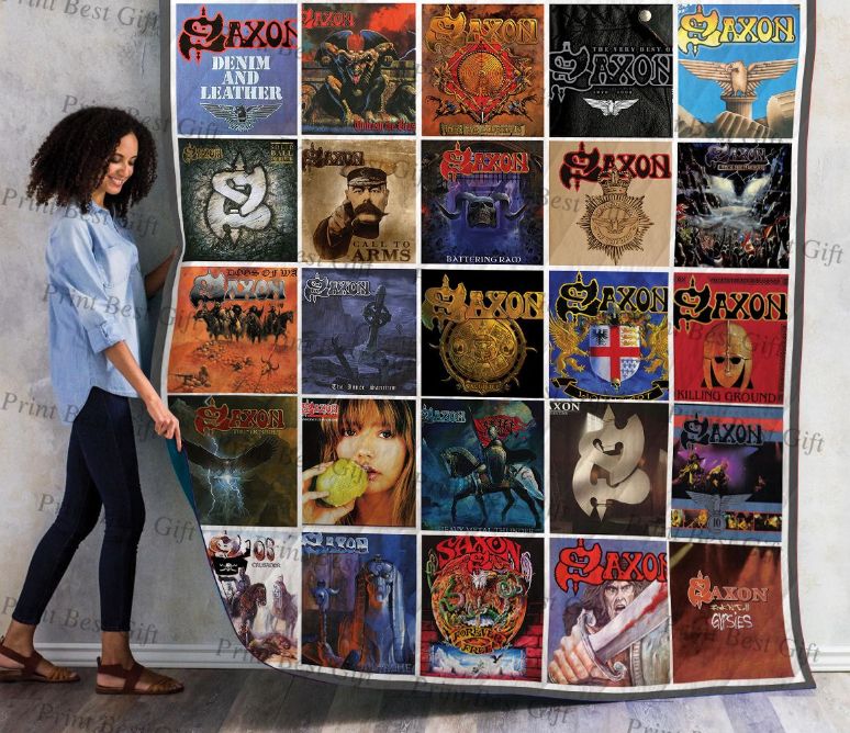 Saxon Albums Cover Poster Quilt Blanket Bedding Set
