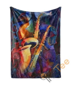 Saxophone Abstract Sherpa Fleece Blanket Gifts for Family, for Couple