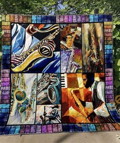Saxophone Quilt Blanket Bedding Set