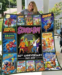 Scooby Doo 50Th Anniversary All Movie Poster Quilt Blanket Bedding Set