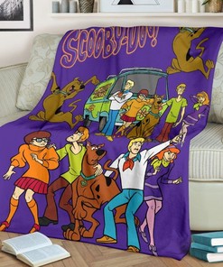 Scooby Doo Purple Fleece Blanket Gift For Fan, Quilt Blanket Bedding Set Gift