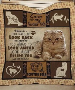 Scottish Fold Cat When It's Too Hard To Look Back Quilt Blanket Bedding Set Great Customized Gifts For Birthday Christmas Thanksgiving