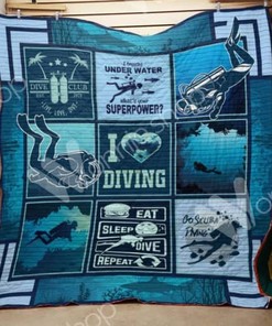 Scuba Diving I Breathe Under Water Quilt Blanket Great Customized Gifts For Birthday Christmas Thanksgiving Perfect Gifts For Scuba Diving Lover