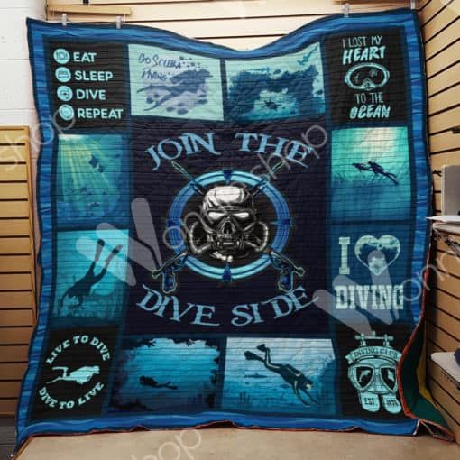 Scuba Diving Join The Dive Side Quilt Blanket Bedding Set Perfect Gifts For Scuba Diving Lover