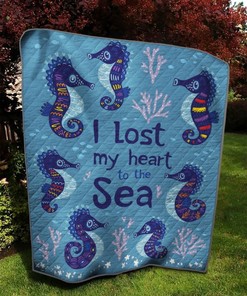 Sea Horse I Lost My Heart To The Sea Quilt Blanket Bedding Set Great Customized Blanket Gifts For Birthday Christmas Thanksgiving