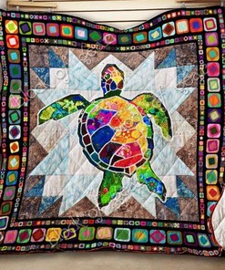 Sea Turtle Colorful Quilt Blanket Bedding Set for Home Décor