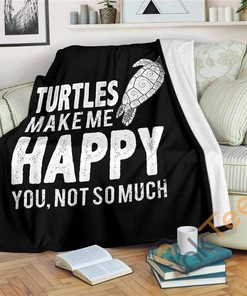 Sea Turtle Happy Sherpa Fleece Blanket Gifts for Family, for Couple