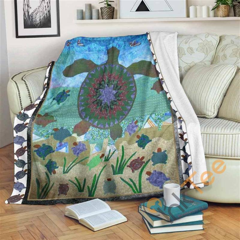Sea Turtle Sherpa Fleece Blanket Gifts for Family, for Couple