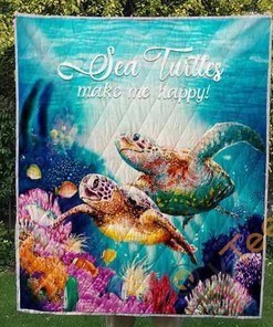 Sea Turtles Make Me Happy Quilt Blanket Bedding Set