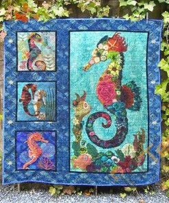 Seahorse Quilt Blanket Bedding Set With Pillowcase Option