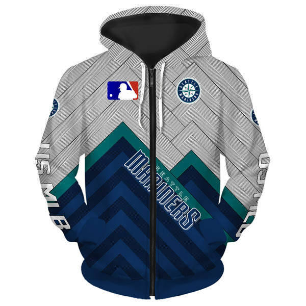 Seattle Mariners Hoodie 3D Baseball Zip Hoodie for Fans - Image 2