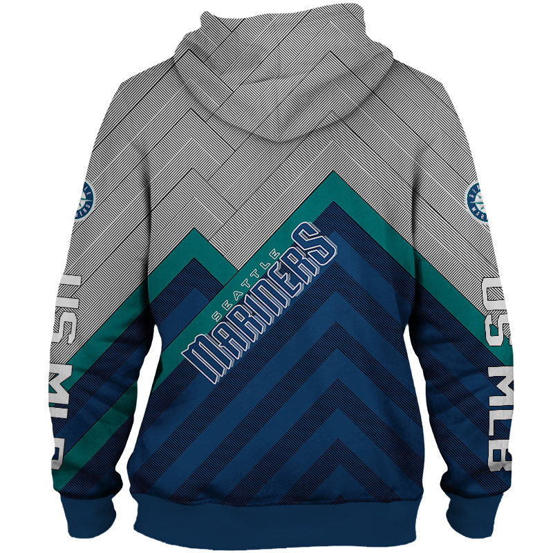 Seattle Mariners Hoodie 3D Baseball Zip Hoodie for Fans - Image 3