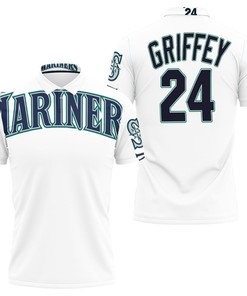 Seattle Mariners Ken Griffey Jr 24 2020 Mlb White 3D All Over Print Polo Shirt