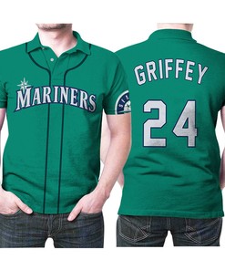 Seattle Mariners Ken Griffey Jr Mlb Baseball Majestic Cool Base Player Northwest Green 2019 Jersey Style Polo Shirt