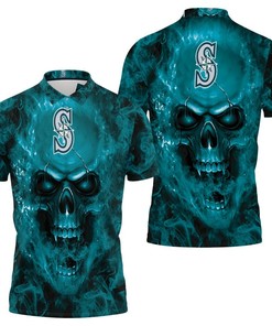 Seattle Mariners Mlb Fans Skull 3D All Over Print Polo Shirt