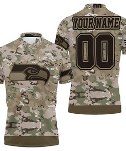 Seattle Seahawks Camouflage Veteran Personalized 3D All Over Print Polo Shirt