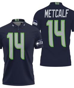 Seattle Seahawks D K Metcalf Limited Navy 100th Season Jersey Inspired Style 3D All Over Print Polo Shirt