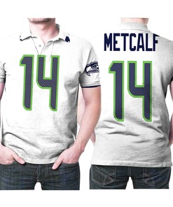 Seattle Seahawks Dk Metcalf 14 Nfl American Football 2019 Draft White Game Jersey Style Polo Shirt