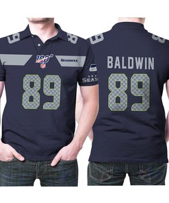 Seattle Seahawks Doug Baldwin #89 Nfl American Football Navy 100th Season Polo Shirt