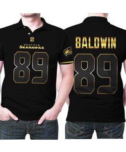 Seattle Seahawks Doug Baldwin #89 Nfl American Football Team Black Golden Edition Polo Shirt