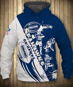 Seattle Seahawks Hoodie 3D Cartoon Player Cute Zip Hoodie