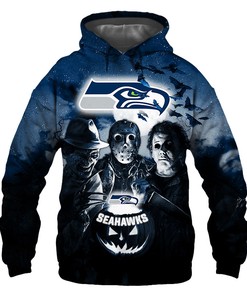 Seattle Seahawks Hoodie 3D Halloween Horror Night Gift for Fans