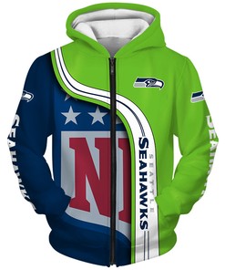 Seattle Seahawks Hoodie 3D Pullover Zip Hoodie Nfl for Fans