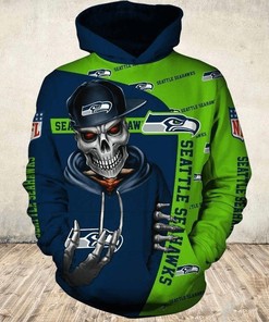 Seattle Seahawks Hoodie 3D Zip Hoodie Cute Death Gifts for Fans