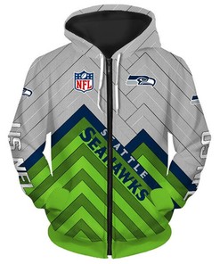 Seattle Seahawks Hoodie 3D Zip Hoodie Pullover Size S-5Xl