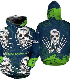Seattle Seahawks Hoodie Skull for Halloween Graphic