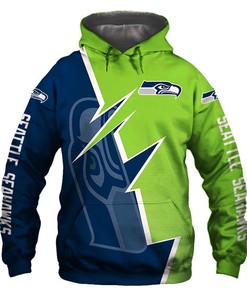 Seattle Seahawks Hoodie Zigzag Graphic Zip Hoodie Gift for Fans