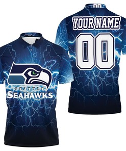 Seattle Seahawks Lightning Personalized 3D All Over Print Polo Shirt