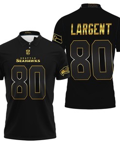 Seattle Seahawks Steve Largent #80 Nfl American Football Team Black Golden Edition Polo Shirt