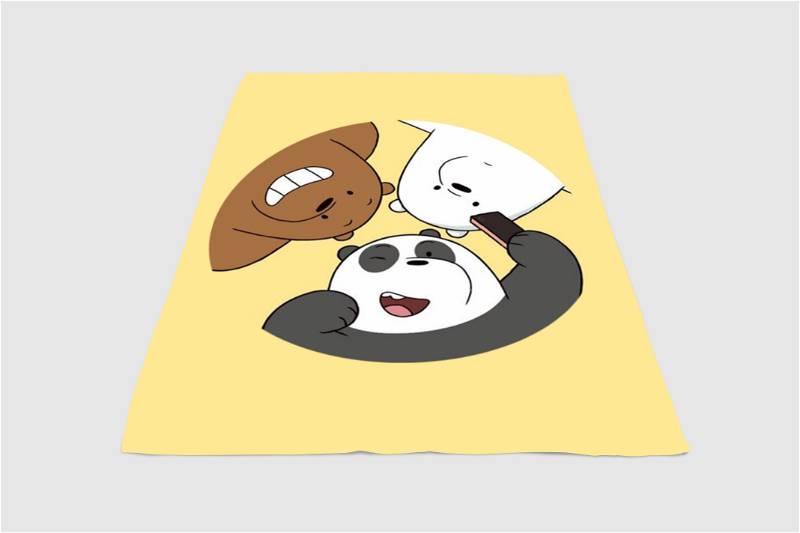 Selfie We Bare Bears Sherpa Fleece Blanket Gifts for Family, for Couple